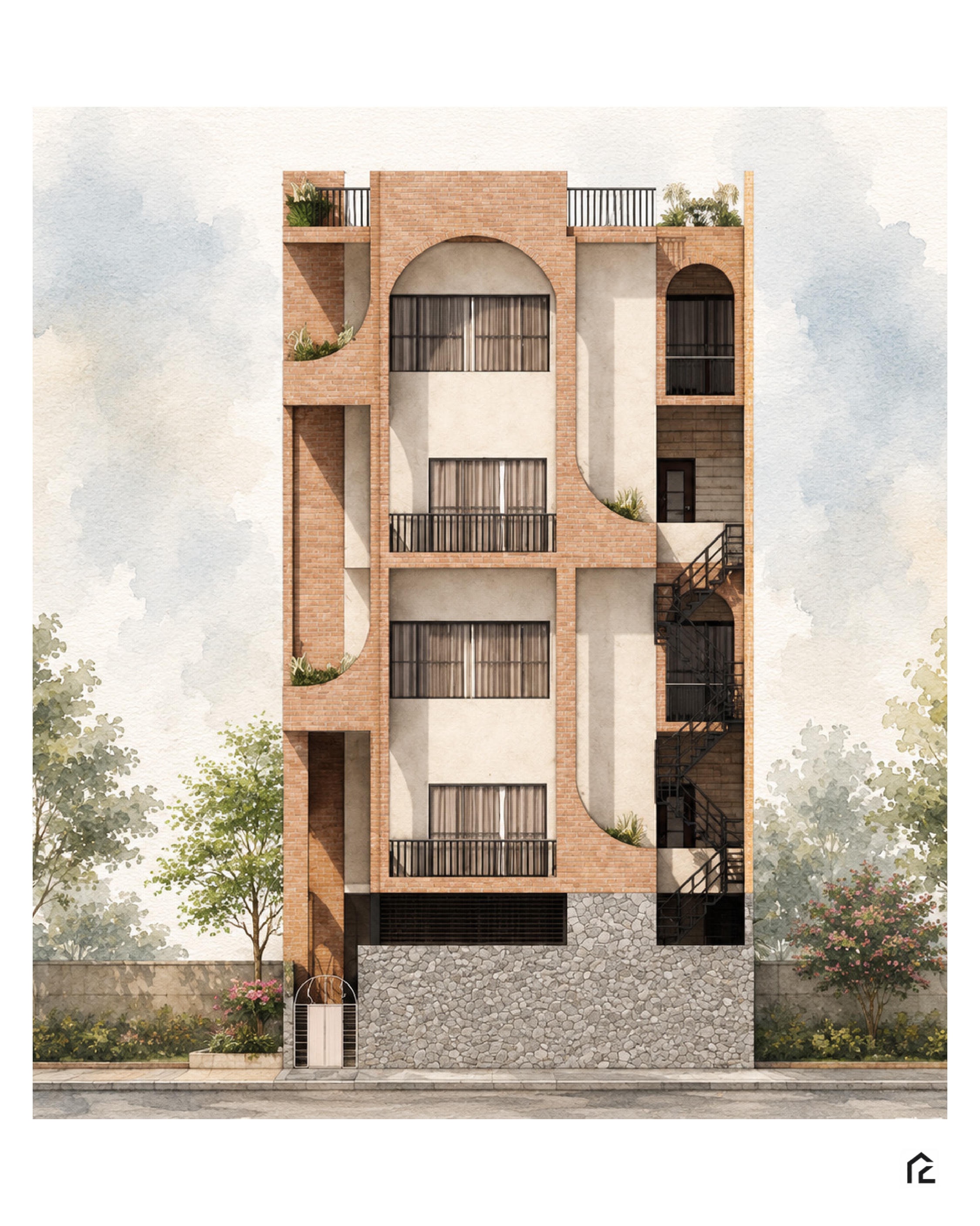 Exterior Facade & Brick Screen